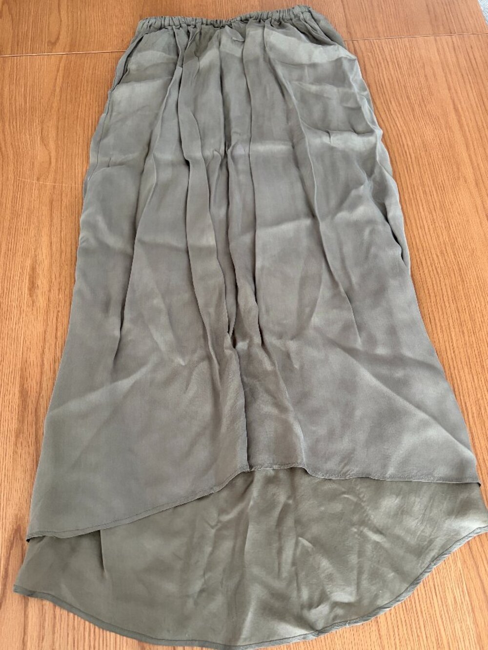 American Vintage Silk Long Skirt M khaki